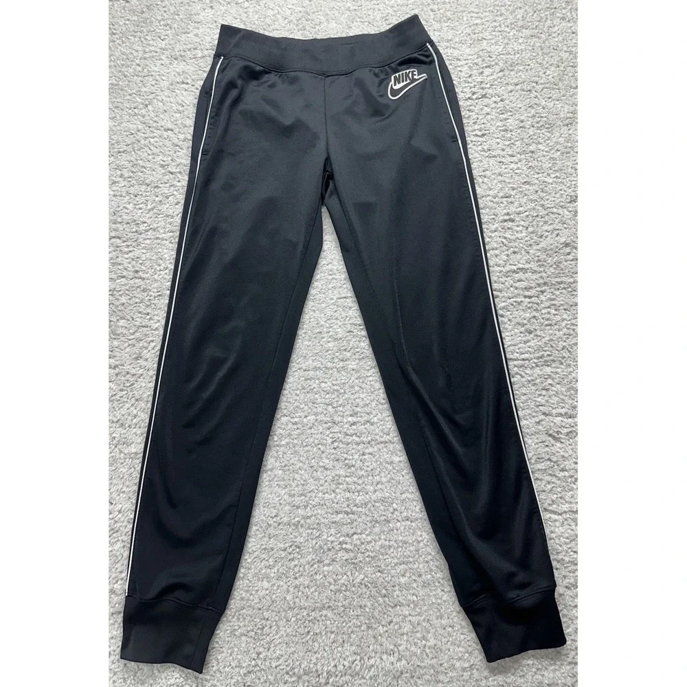 Nike Black Workout‎ Pants Drawstring Elastic Waist Dri-Fit Women's Size Small - Picture 2 of 9